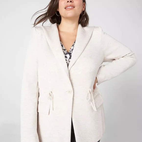 LB Journey Knit Hooded Jacket in Oatmeal 22 Petite NWT - Picture 4 of 5